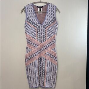 BCBGMaxAzria Geometric Purple and Pink Mini Dress